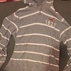 Adidas Gray and White Striped Hoodie